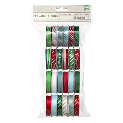 American Crafts - Peppermint Express Collection - Christmas - Ribbon Value Pack - 24 Spools