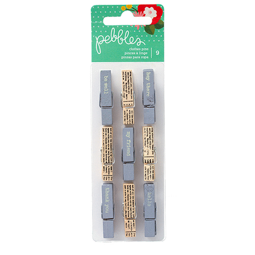 American Crafts - Pebbles - From Me To You Collection - Clothespins