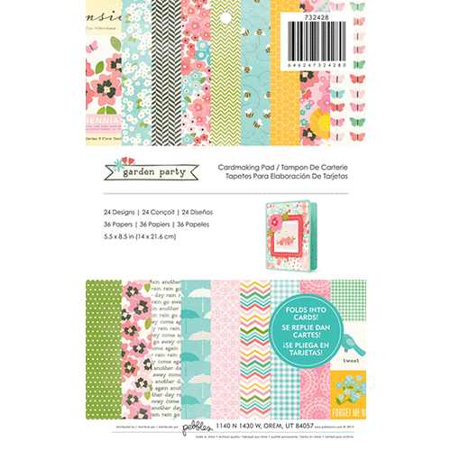 American Crafts - Pebbles - Garden Party Collection - 5.5 x 8.5 Cardmaking Paper Pad