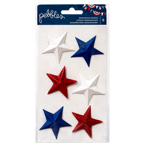 American Crafts - Pebbles - Americana Collection - 3 Dimensional Stickers - Stars