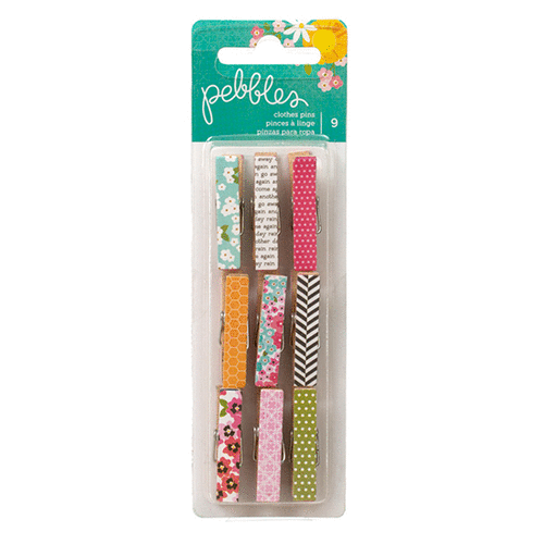 American Crafts - Pebbles - Garden Party Collection - Thickers - Clothespins - Printed