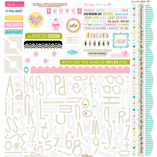 Bella Blvd - Love and Marriage Collection - 12 x 12 Cardstock Stickers - Alphabet and Bits