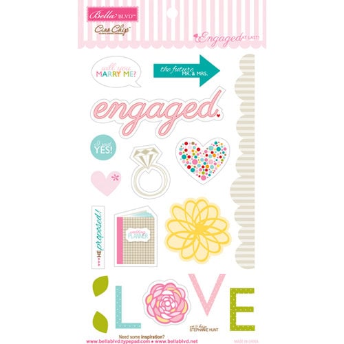 Bella Blvd - Engaged At Last Collection - Ciao Chip - Self Adhesive Chipboard - Icons - Engagement