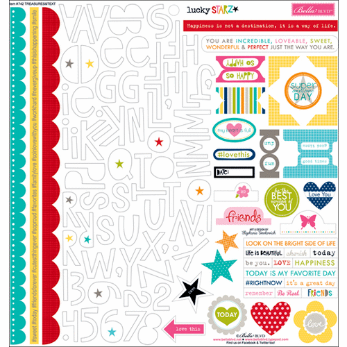 Bella Blvd - Lucky Starz Collection - 12 x 12 Cardstock Stickers - Treasures and Text