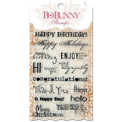 Bo Bunny - Essentials Collection - Clear Acrylic Stamp - Sentiments
