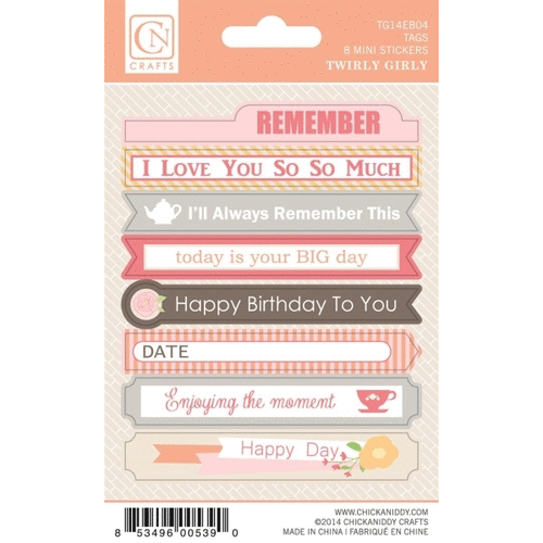 Chickaniddy Crafts - Twirly Girly Collection - Cardstock Stickers - Mini Tags