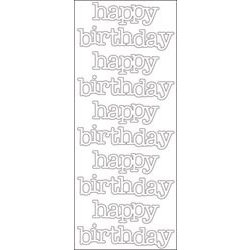 Doodlebug Design - Doodles - Cardstock Stickers - Happy Birthday - Lily White