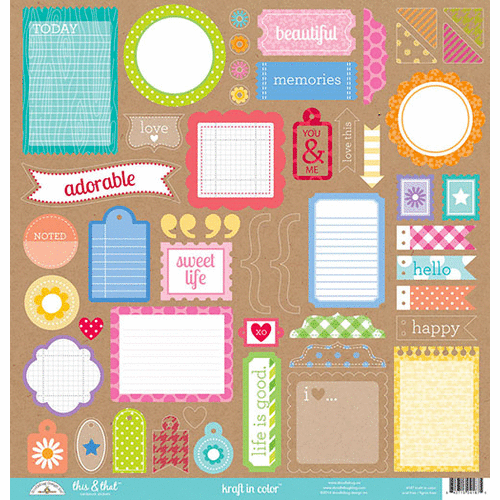 Doodlebug Design - Kraft in Color Collection - 12 x 12 Cardstock Stickers - This and That