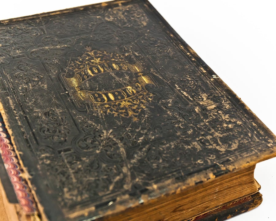 Family Bible from 1870s used at a Scrapbook Album