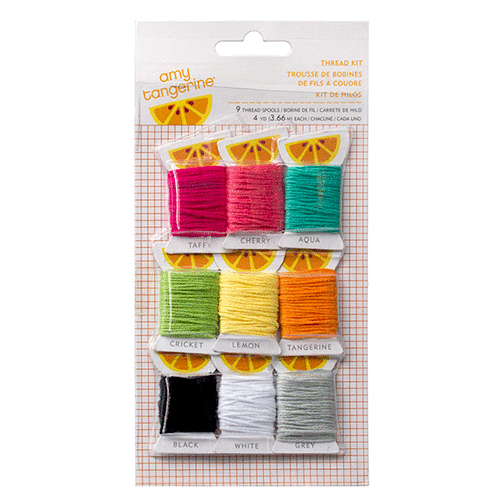 American Crafts - Amy Tangerine Collection - Plus One - Embroidery Stencil Kit - Thread Kit